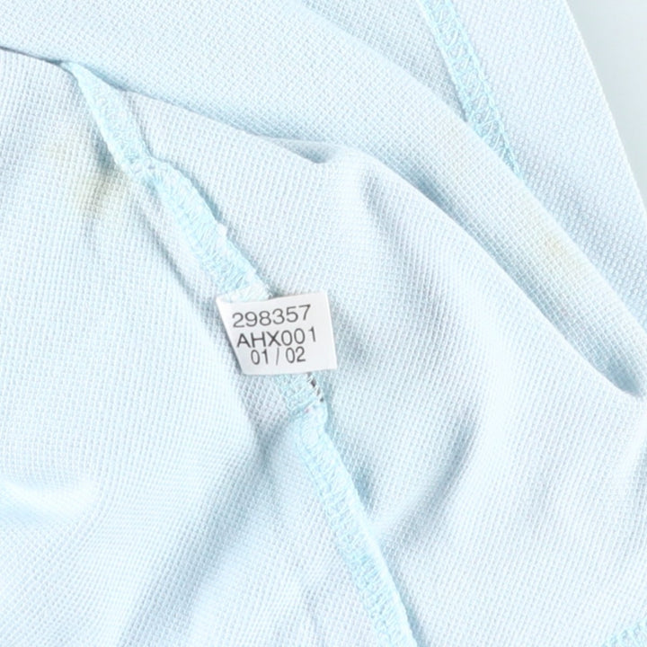 2000'S Adidas V-neck pique knit t-shirt with a single logo (Men's size S equivalent) cotton Blue type light blue Vintage Second Hand