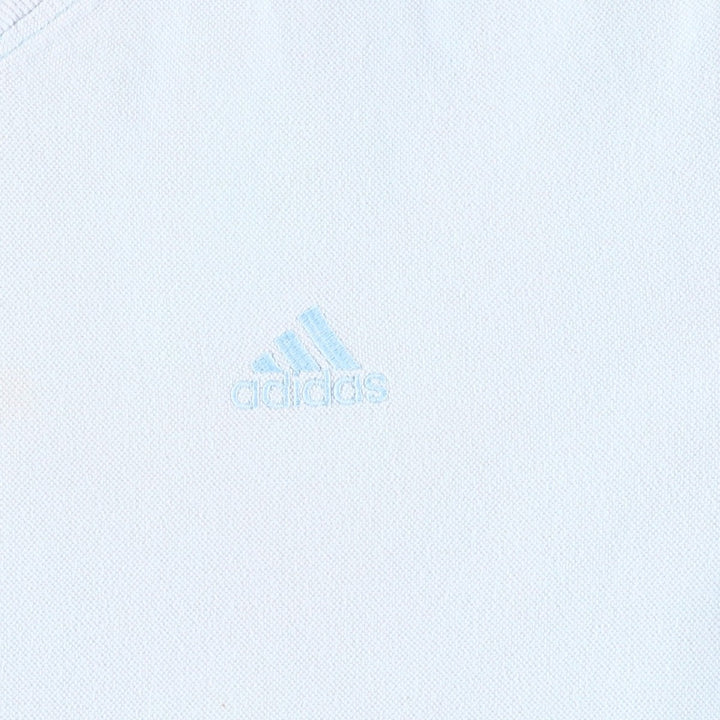 2000'S Adidas V-neck pique knit t-shirt with a single logo (Men's size S equivalent) cotton Blue type light blue Vintage Second Hand