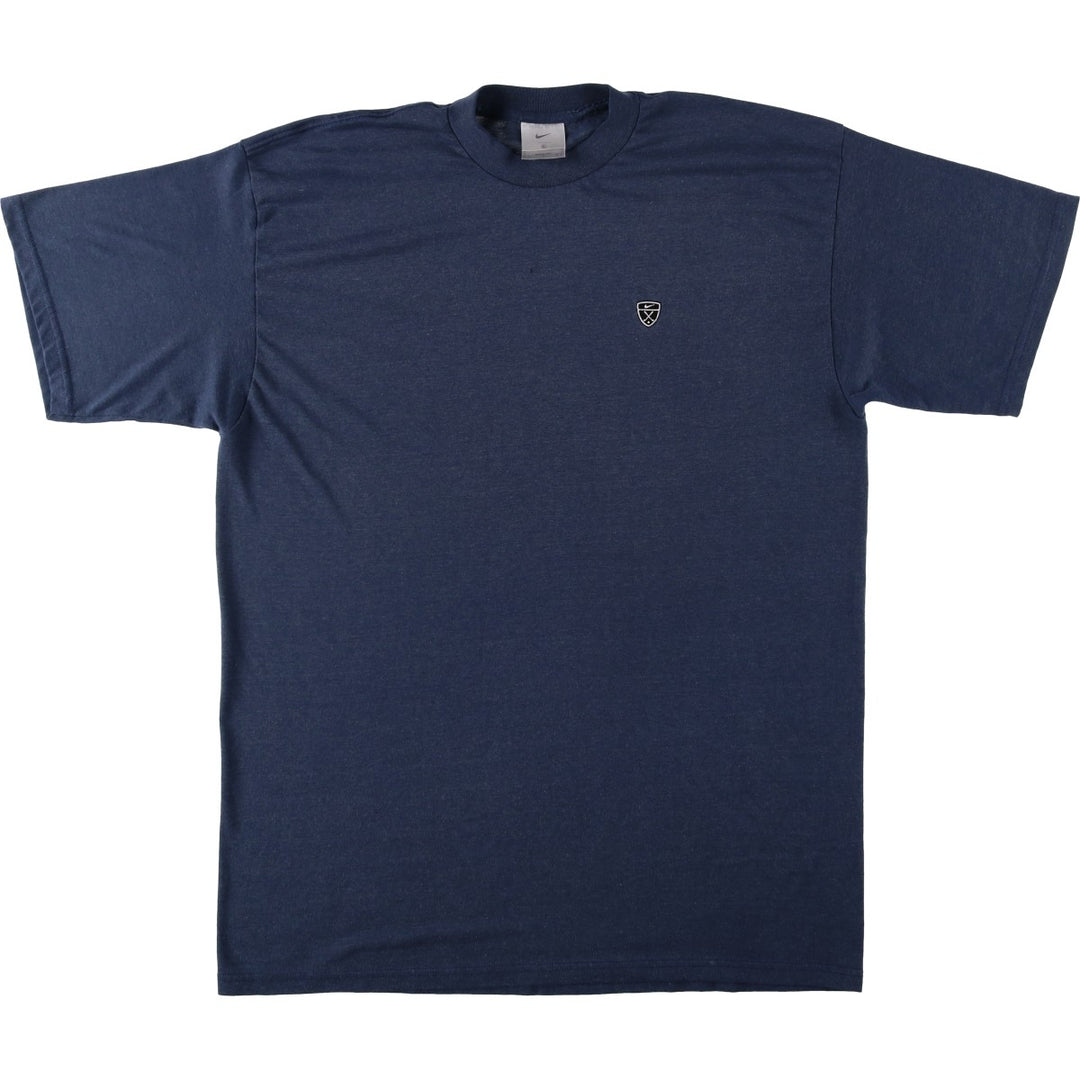 90s-00'S Nike Golf T-shirt with one-point logo, made in USA, men's size XL equivalent. polyester navy blue type Vintage Second Hand