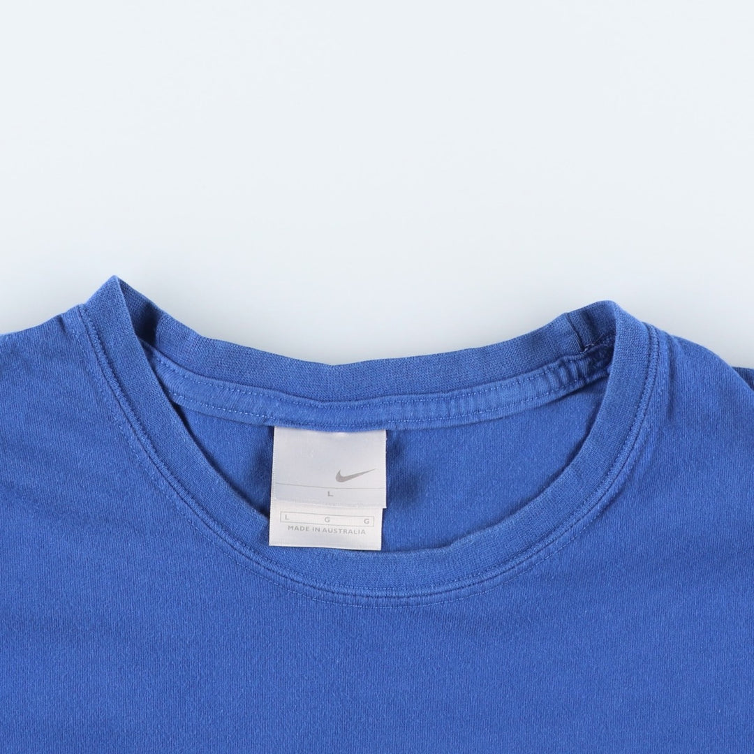 00'S Nike logo print T-shirt, men's size L cotton blue type Vintage Second Hand