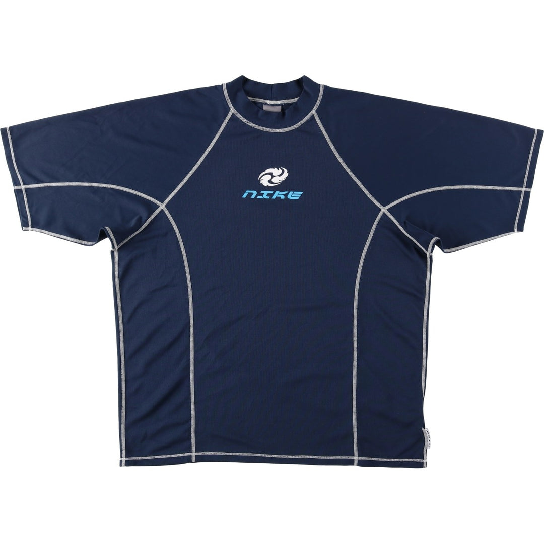 2000'S Nike mock neck logo print t-shirt, men's size M (approx.) polyester navy blue type Vintage Second Hand