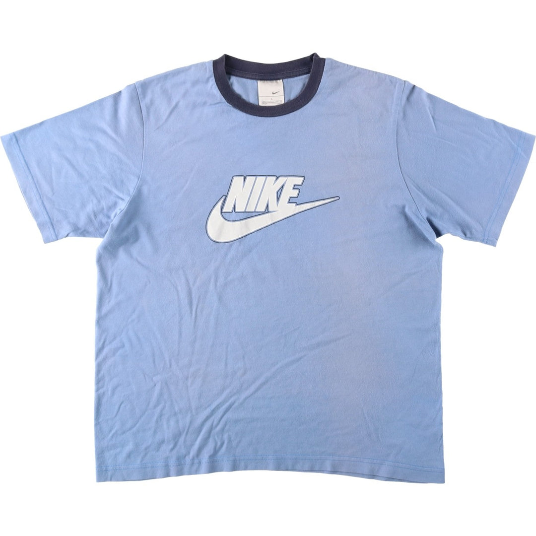00'S Nike logo print T-shirt, men's size L cotton blue type Vintage Second Hand