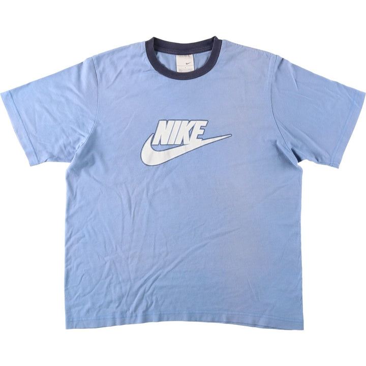 00'S Nike logo print T-shirt, men's size L cotton blue type Vintage Second Hand