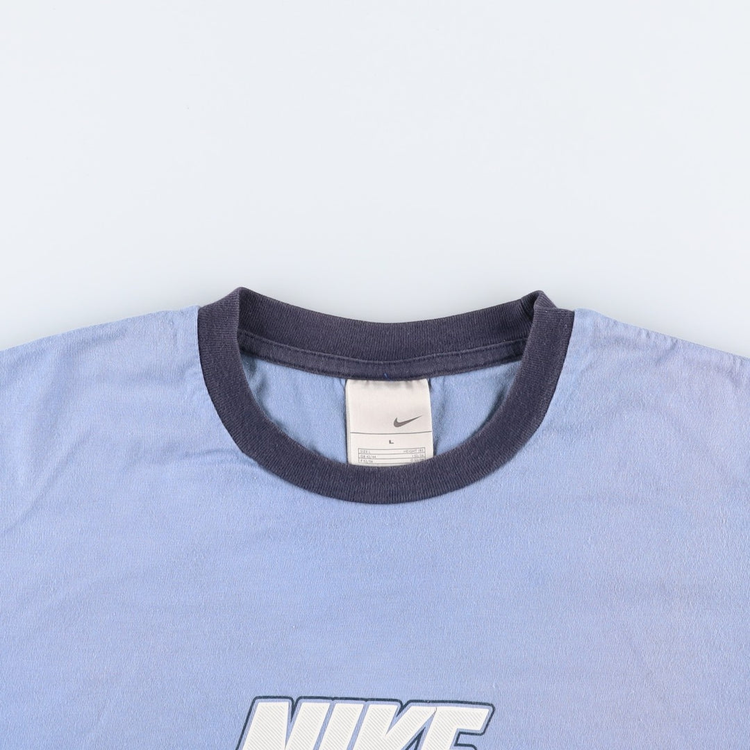 00'S Nike logo print T-shirt, men's size L cotton blue type Vintage Second Hand
