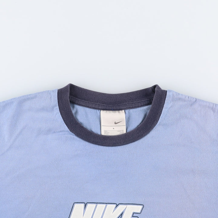 00'S Nike logo print T-shirt, men's size L cotton blue type Vintage Second Hand
