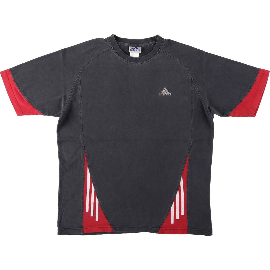 90s-00'S Adidas logo T-shirt, men's size L unclear black type Vintage Second Hand