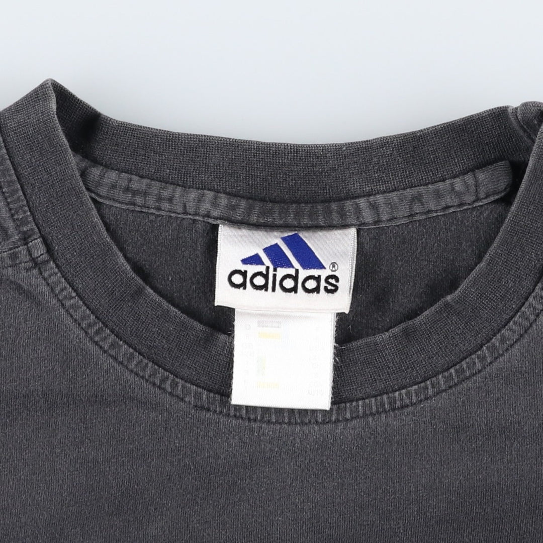 90s-00'S Adidas logo T-shirt, men's size L unclear black type Vintage Second Hand