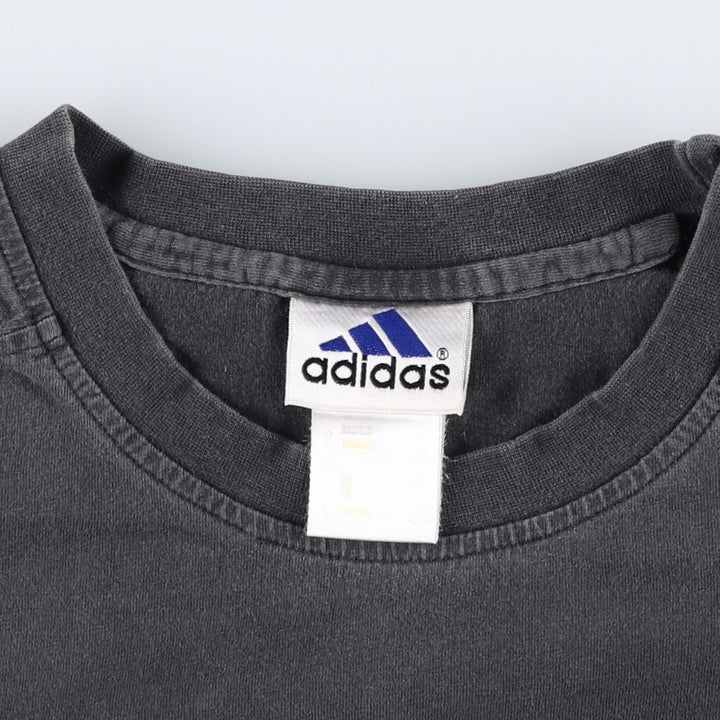 90s-00'S Adidas logo T-shirt, men's size L unclear black type Vintage Second Hand