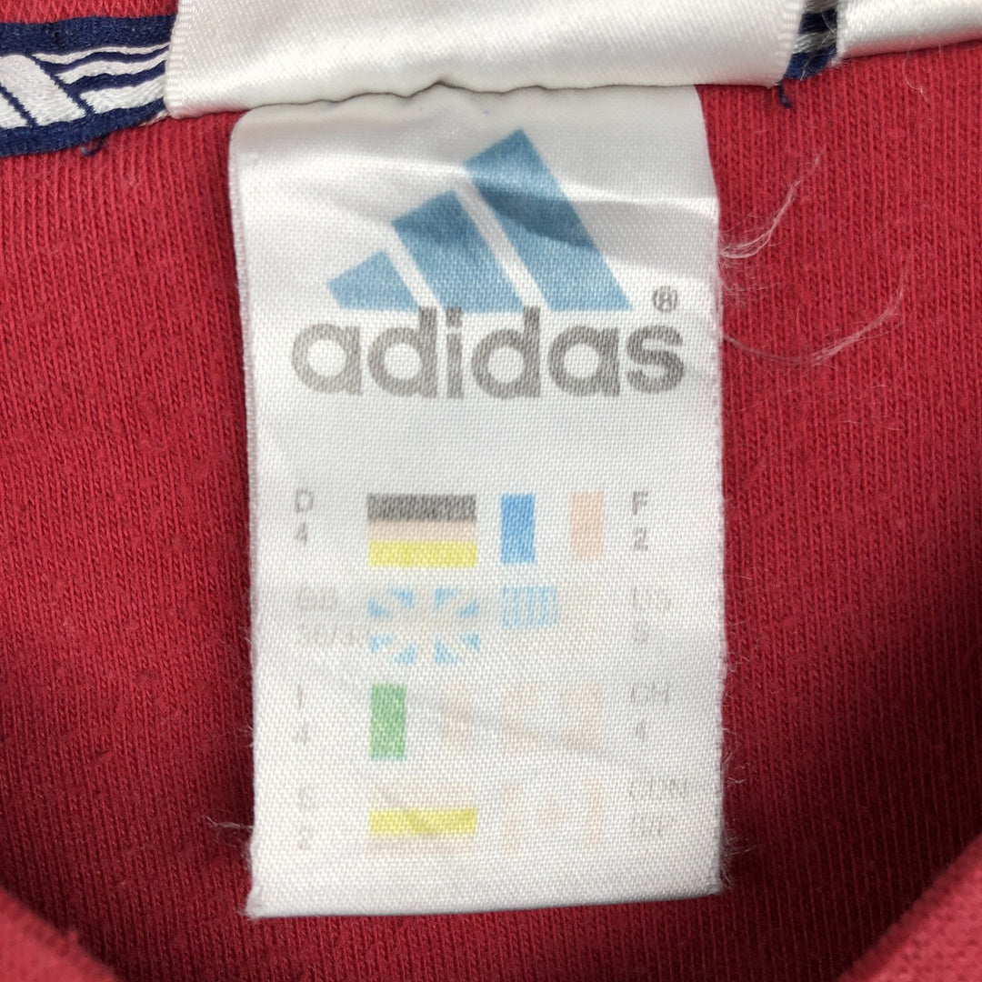 90s-00'S Adidas V-neck logo T-shirt, men's size S (approx.) cotton navy blue type Vintage Second Hand