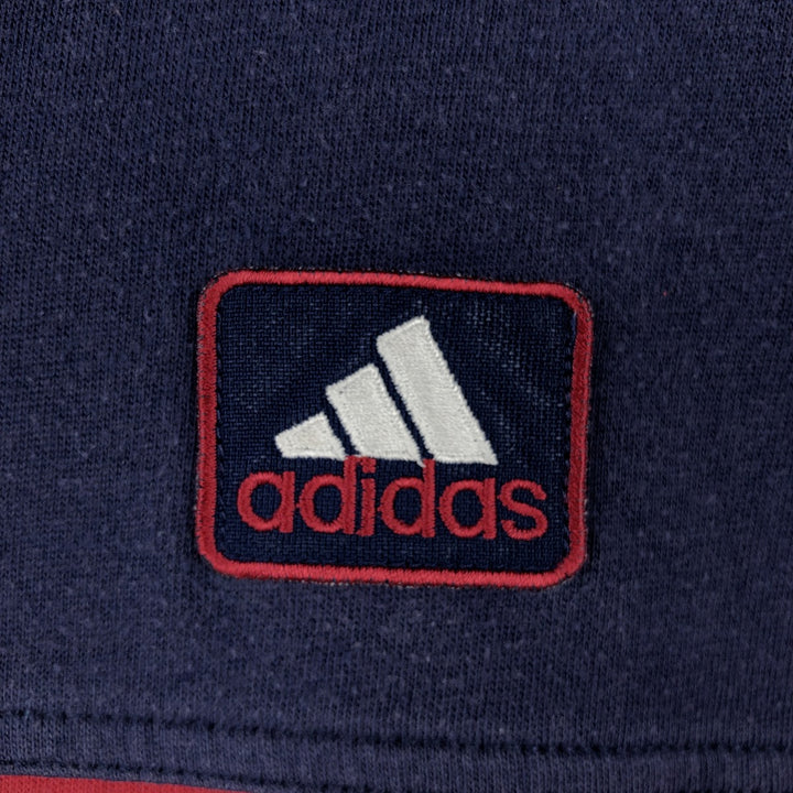 90s-00'S Adidas V-neck logo T-shirt, men's size S (approx.) cotton navy blue type Vintage Second Hand