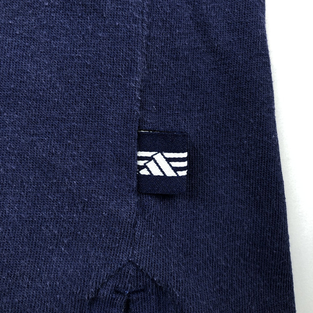 90s-00'S Adidas V-neck logo T-shirt, men's size S (approx.) cotton navy blue type Vintage Second Hand