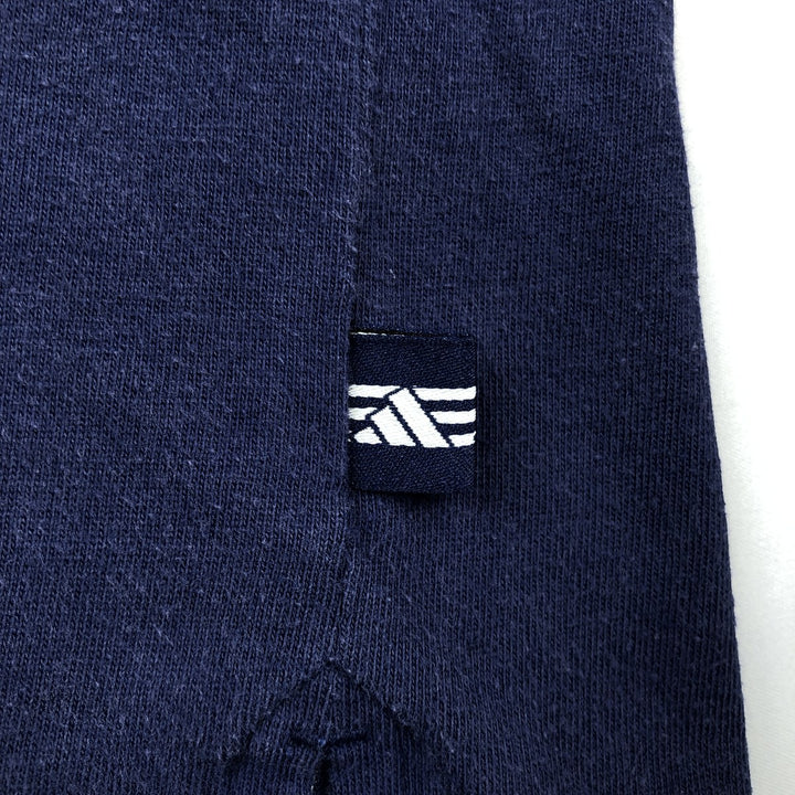90s-00'S Adidas V-neck logo T-shirt, men's size S (approx.) cotton navy blue type Vintage Second Hand