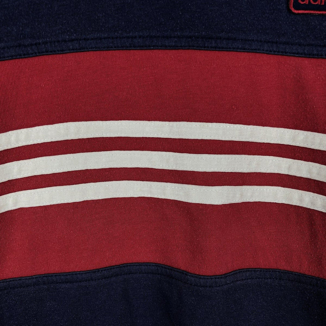 90s-00'S Adidas V-neck logo T-shirt, men's size S (approx.) cotton navy blue type Vintage Second Hand