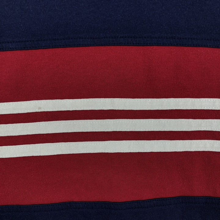 90s-00'S Adidas V-neck logo T-shirt, men's size S (approx.) cotton navy blue type Vintage Second Hand