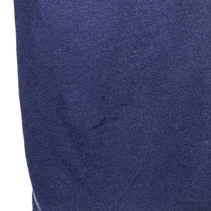 90s-00'S Adidas V-neck logo T-shirt, men's size S (approx.) cotton navy blue type Vintage Second Hand