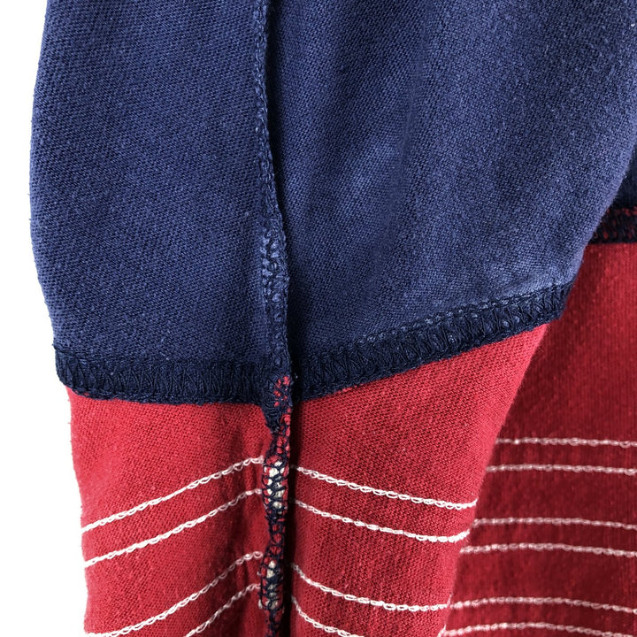 90s-00'S Adidas V-neck logo T-shirt, men's size S (approx.) cotton navy blue type Vintage Second Hand