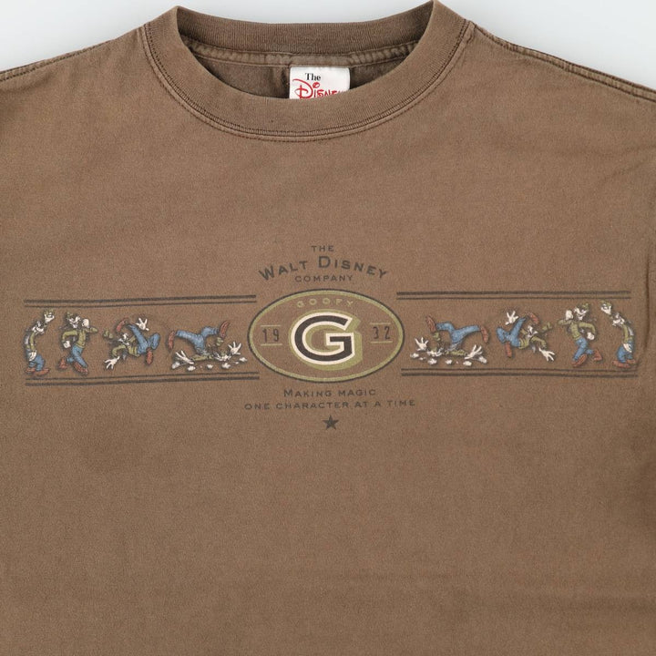 90'S Disney Store Goofy character print T-shirt, Made in USA, Men's size M equivalent, Vintage cotton brown type Vintage Second Hand
