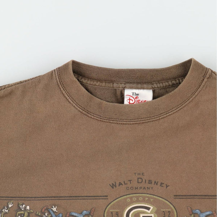 90'S Disney Store Goofy character print T-shirt, Made in USA, Men's size M equivalent, Vintage cotton brown type Vintage Second Hand