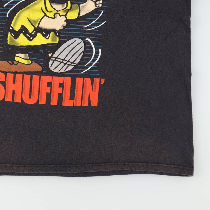 PEANUTS Charlie Brown Character Print T-Shirt (Men's XL equivalent) cotton black type Vintage Second Hand