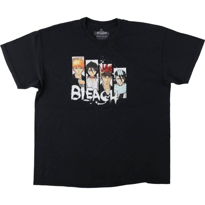 BLEACH anime character print T-shirt, men's size XL cotton black type Vintage Second Hand