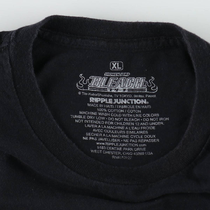 BLEACH anime character print T-shirt, men's size XL cotton black type Vintage Second Hand