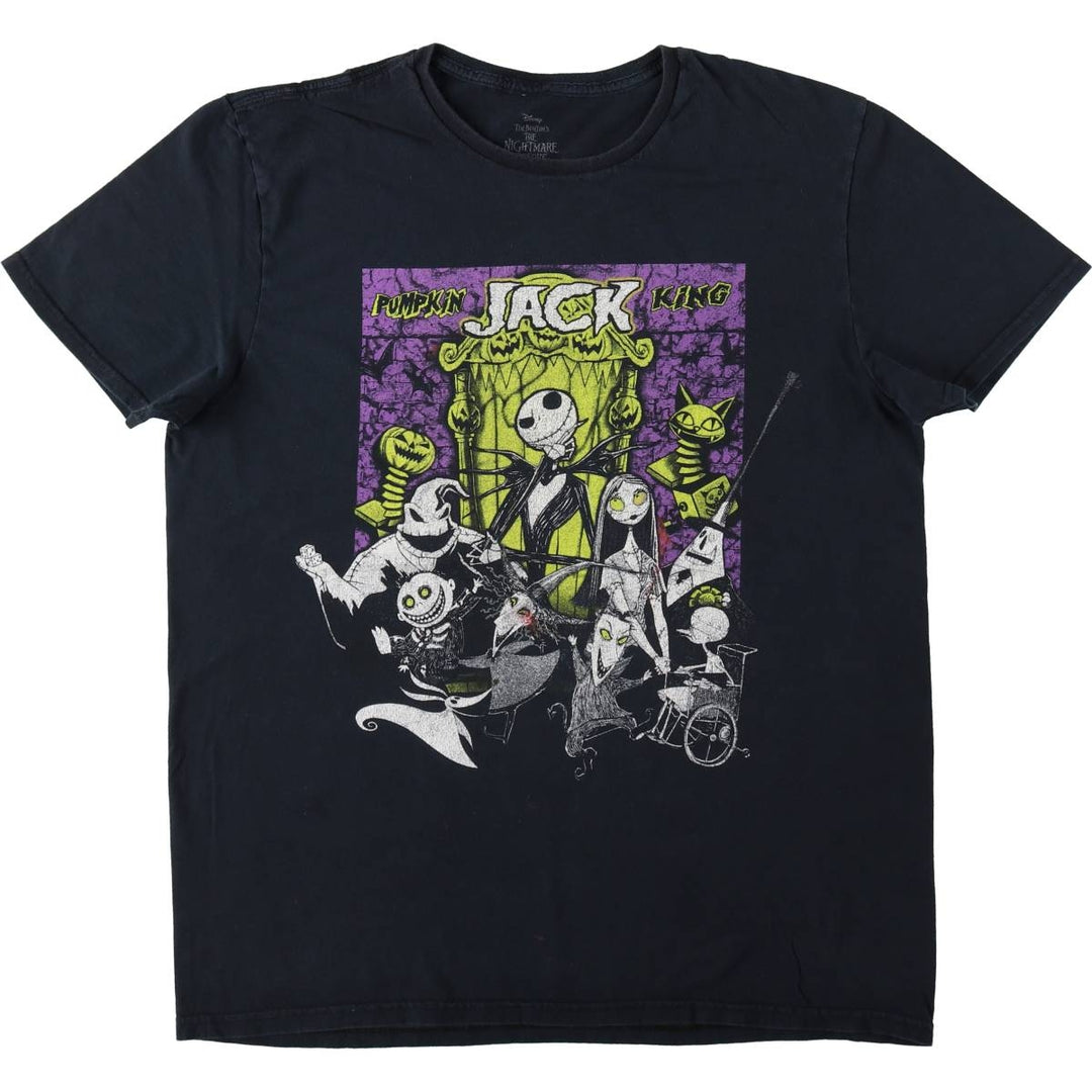 The Nightmare Before Christmas Character Print T-Shirt (Men's Size L) cotton black type Vintage Second Hand