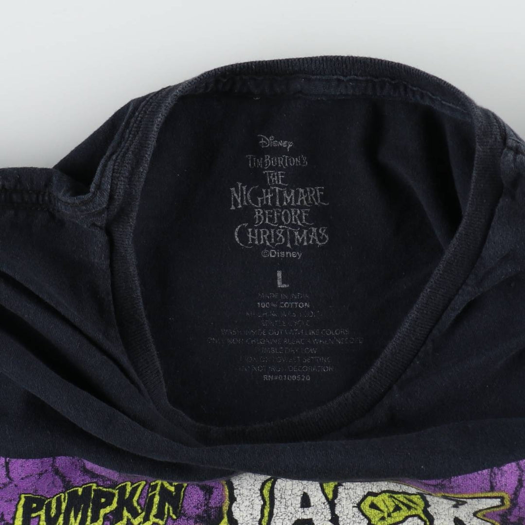 The Nightmare Before Christmas Character Print T-Shirt (Men's Size L) cotton black type Vintage Second Hand