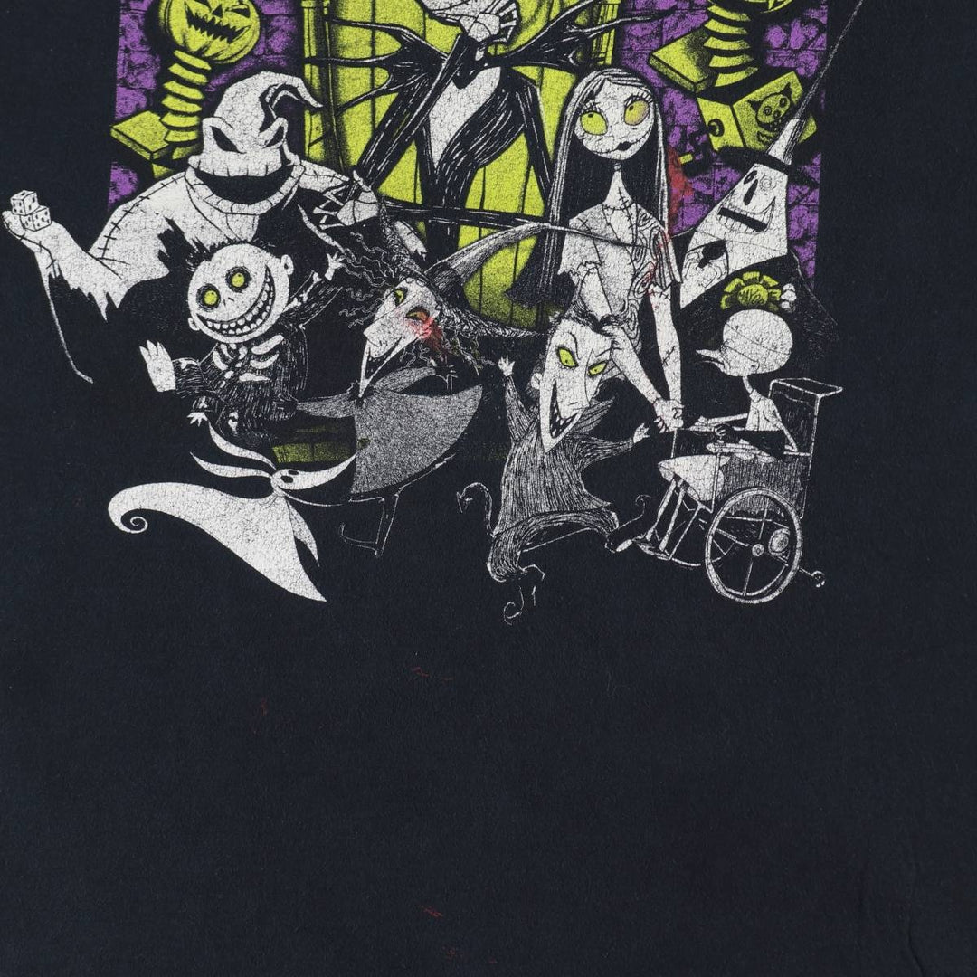 The Nightmare Before Christmas Character Print T-Shirt (Men's Size L) cotton black type Vintage Second Hand
