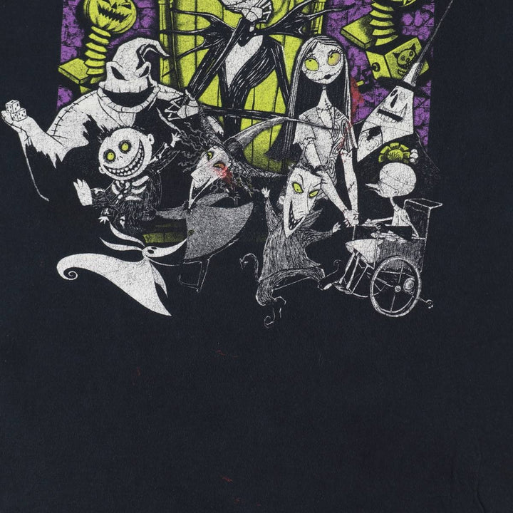 The Nightmare Before Christmas Character Print T-Shirt (Men's Size L) cotton black type Vintage Second Hand