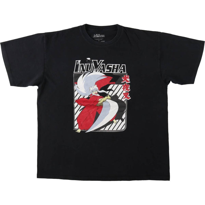 2000'S INUYASHA Anime Character Print T-Shirt, Men's XL (approx.) cotton black type Vintage Second Hand
