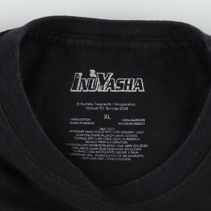2000'S INUYASHA Anime Character Print T-Shirt, Men's XL (approx.) cotton black type Vintage Second Hand