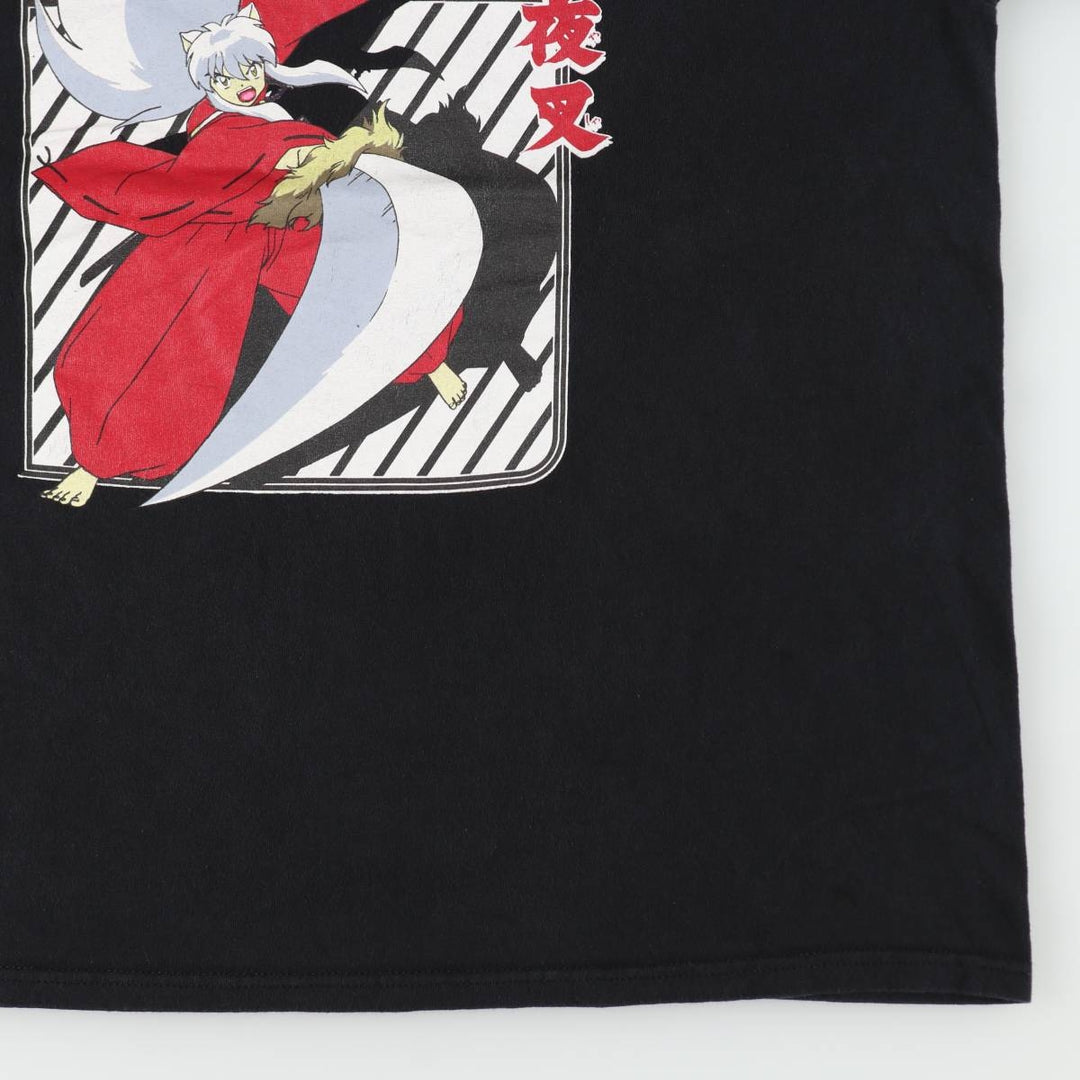 2000'S INUYASHA Anime Character Print T-Shirt, Men's XL (approx.) cotton black type Vintage Second Hand