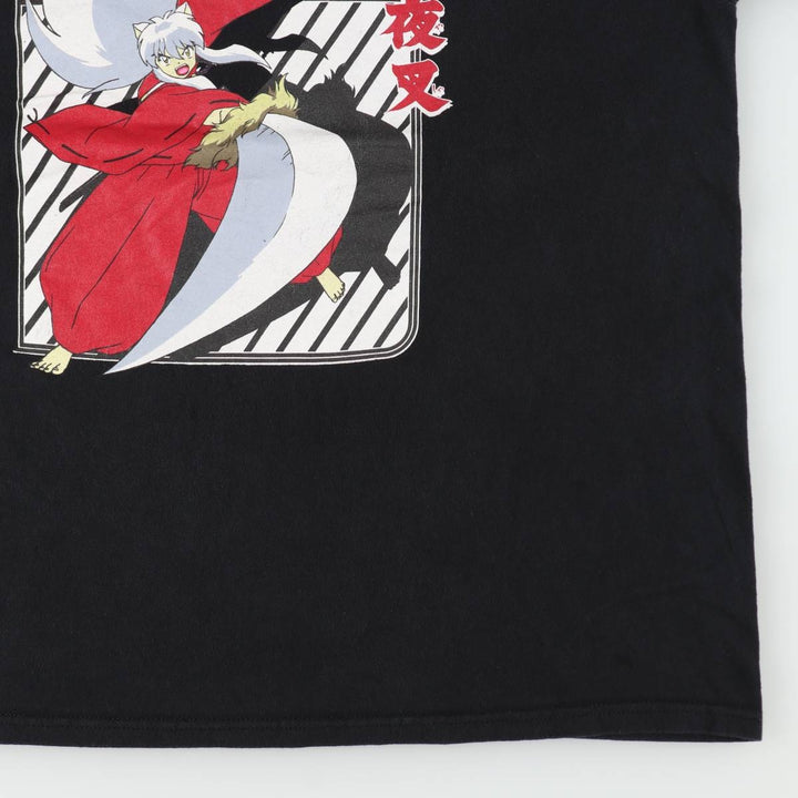 2000'S INUYASHA Anime Character Print T-Shirt, Men's XL (approx.) cotton black type Vintage Second Hand