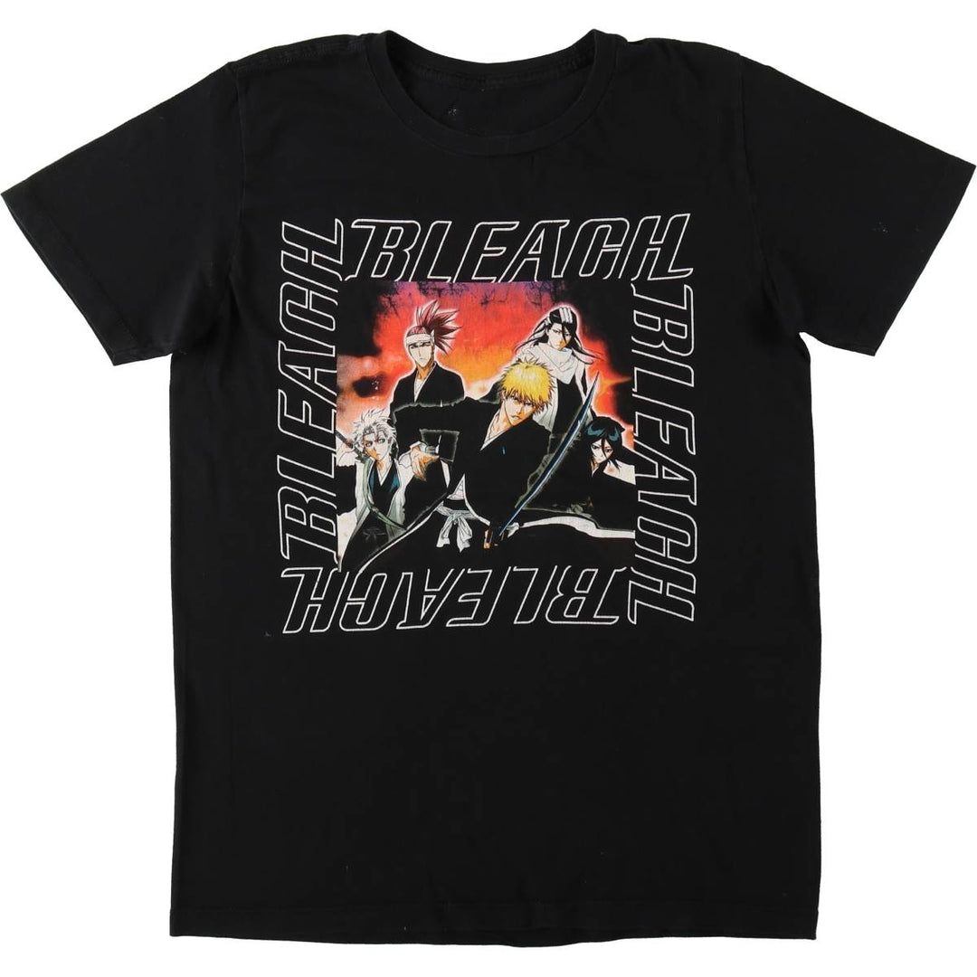 BLEACH anime character print T-shirt, men's size XL unclear black type Vintage Second Hand