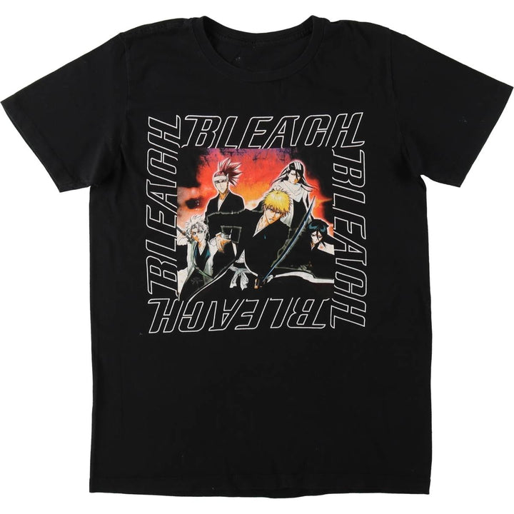 BLEACH anime character print T-shirt, men's size XL unclear black type Vintage Second Hand