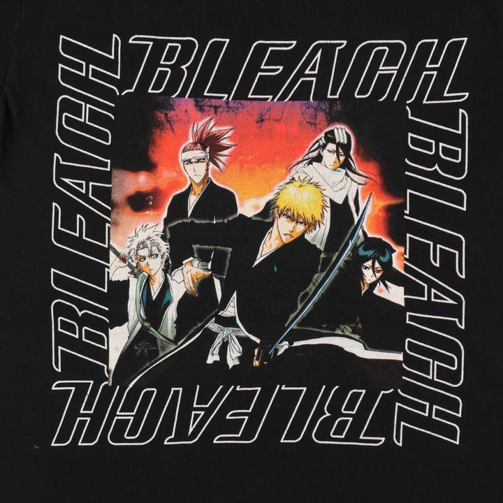 BLEACH anime character print T-shirt, men's size XL unclear black type Vintage Second Hand