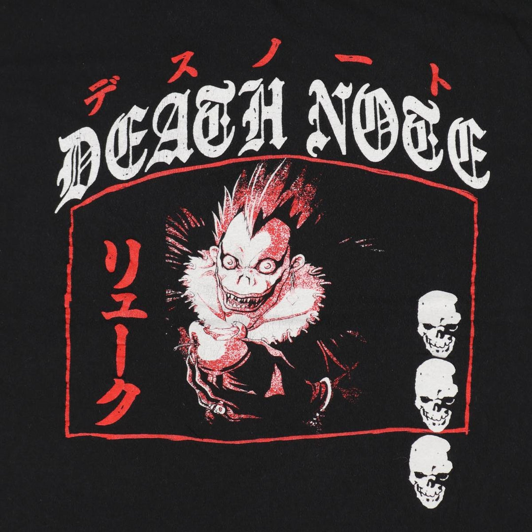 Death Note Ryuk Anime Character Print T-Shirt, Men's XL cotton black type Vintage Second Hand