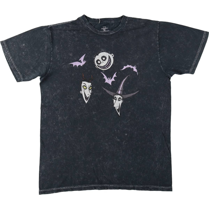 The Nightmare Before Christmas Character Print T-Shirt (Men's Size L) cotton black type Vintage Second Hand