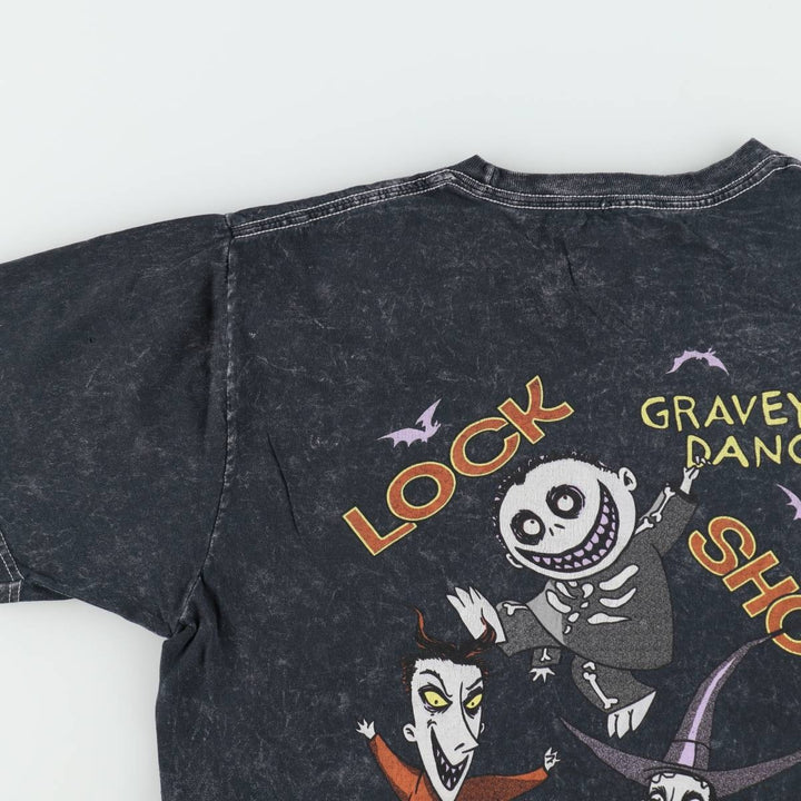 The Nightmare Before Christmas Character Print T-Shirt (Men's Size L) cotton black type Vintage Second Hand
