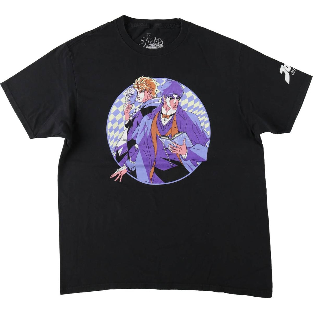 JoJo's Bizarre Adventure JoJo's Bizarre Adventure Anime Character Print T-Shirt Men's L size cotton black type Vintage Second Hand