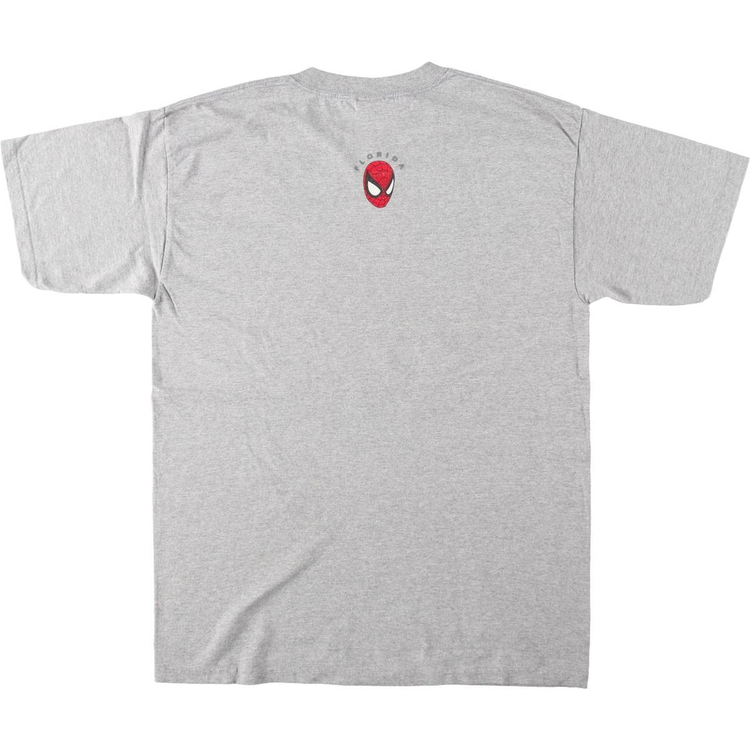 Marvel Spider-Man character print T-shirt, men's size L (approx.) cotton gray type Vintage Second Hand