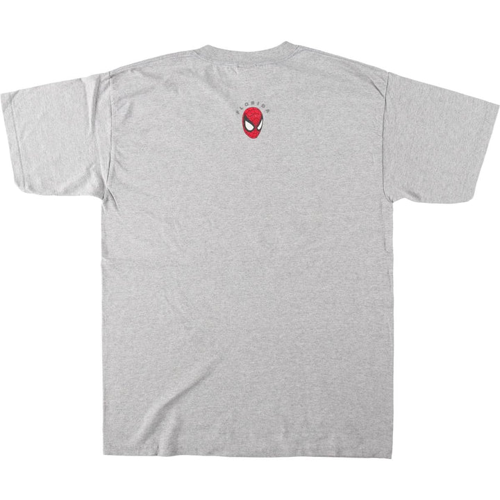 Marvel Spider-Man character print T-shirt, men's size L (approx.) cotton gray type Vintage Second Hand
