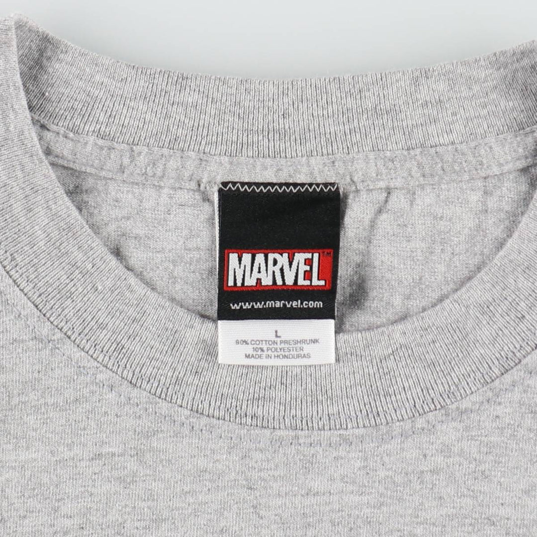 Marvel Spider-Man character print T-shirt, men's size L (approx.) cotton gray type Vintage Second Hand