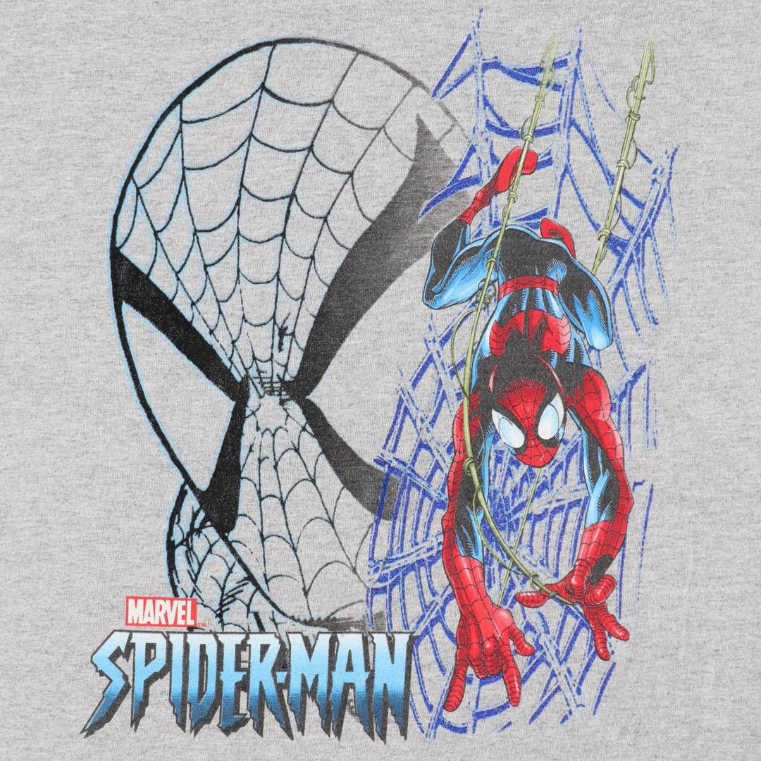 Marvel Spider-Man character print T-shirt, men's size L (approx.) cotton gray type Vintage Second Hand