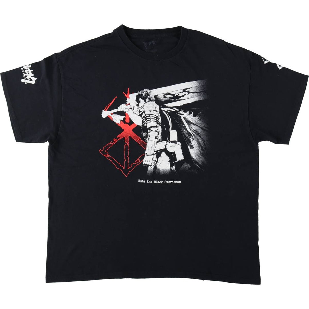 BERSERK Anime Character Print T-Shirt, Men's Size XL (approx.) cotton black type Vintage Second Hand