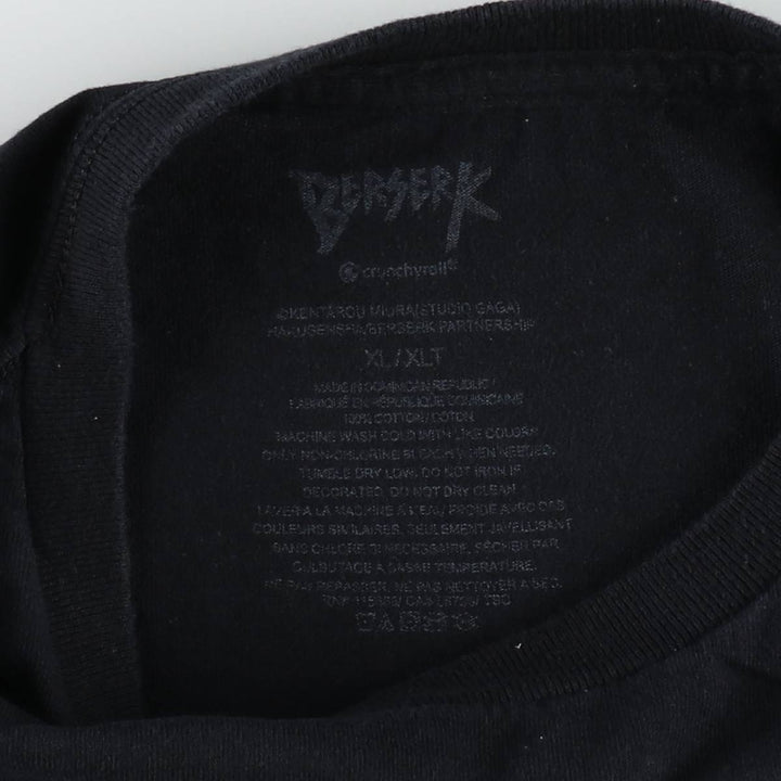 BERSERK Anime Character Print T-Shirt, Men's Size XL (approx.) cotton black type Vintage Second Hand