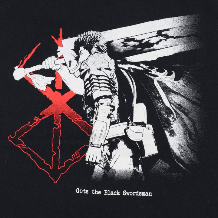 BERSERK Anime Character Print T-Shirt, Men's Size XL (approx.) cotton black type Vintage Second Hand