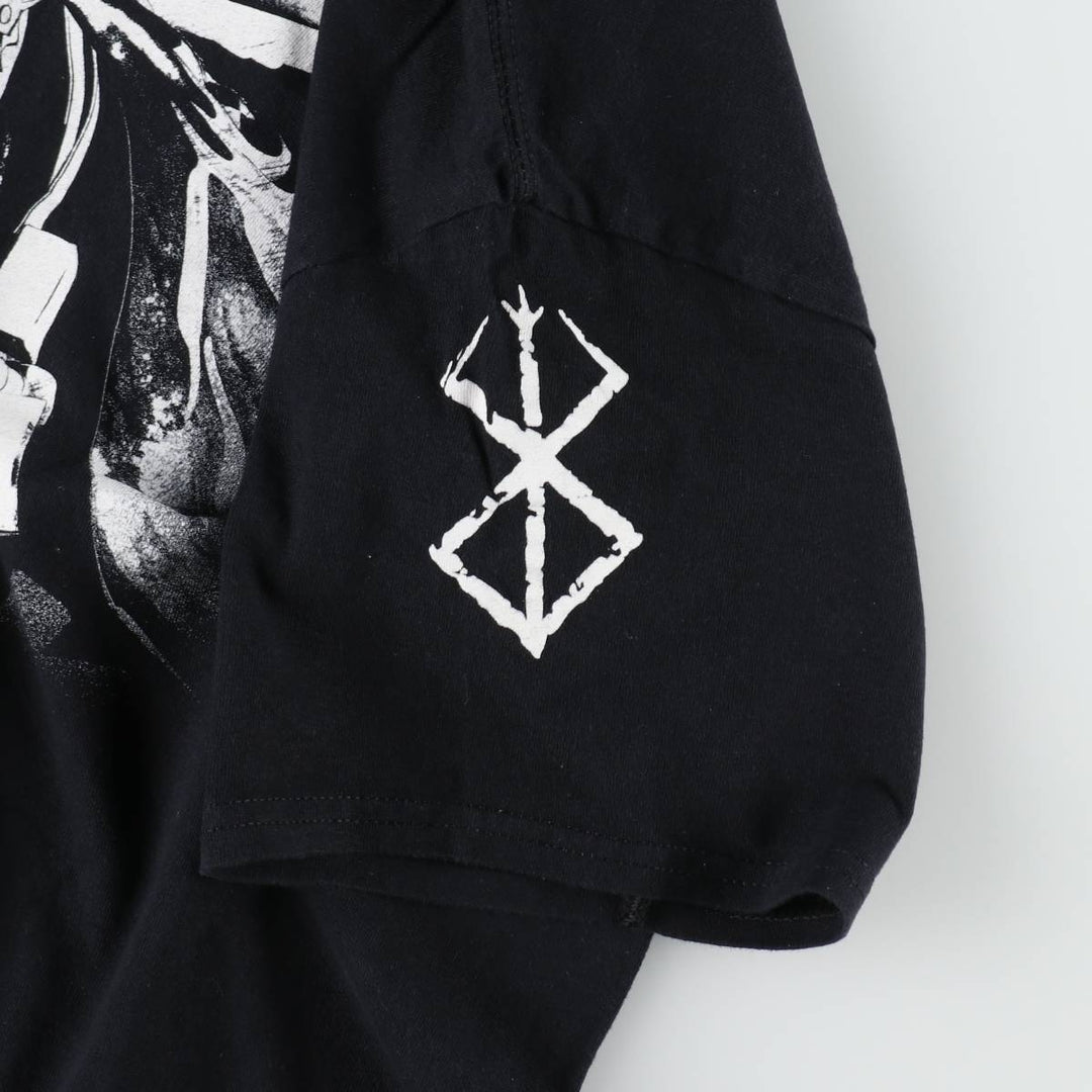 BERSERK Anime Character Print T-Shirt, Men's Size XL (approx.) cotton black type Vintage Second Hand