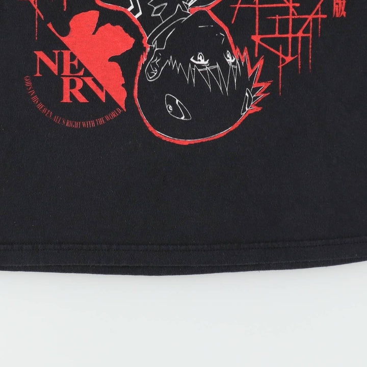 EVANGELION Anime Character Print T-Shirt, Men's Size S (approx.) cotton black type Vintage Second Hand