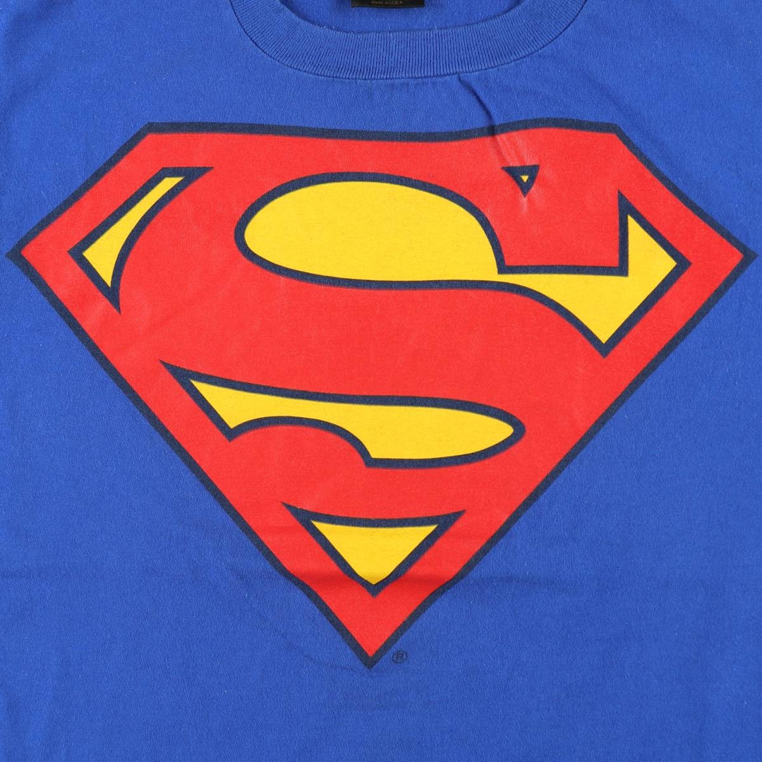 90'S Changes SUPERMAN character print T-shirt, Made in USA, Men's size L equivalent, Vintage cotton blue type Vintage Second Hand
